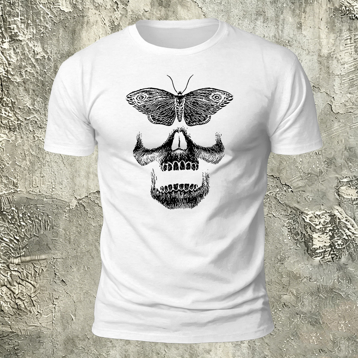 Vintage Butterfly Skull Print Casual Cotton T-Shirt