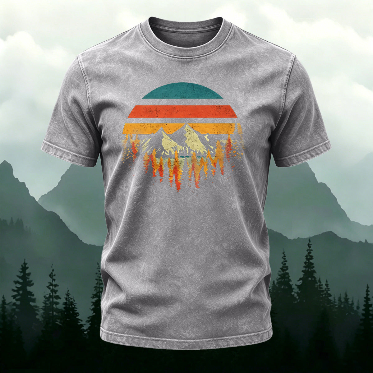 Colorful Landscape Print Ultra-soft Fabric Comfortable T-Shirt