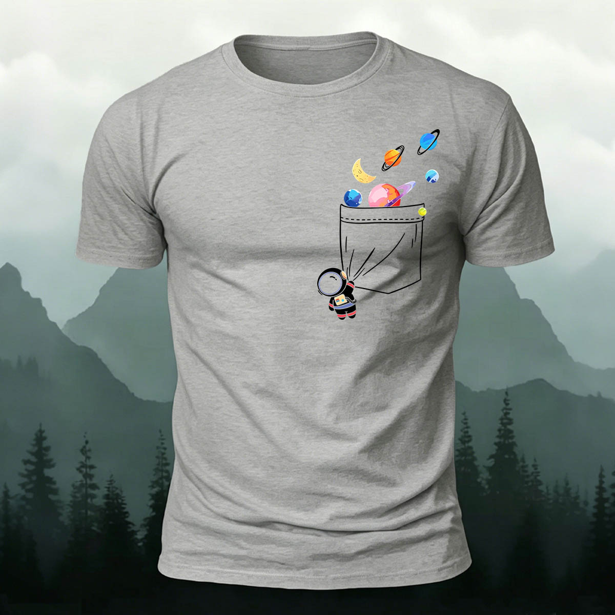 Astronaut Fun Print Premium Cotton Casual T-Shirt