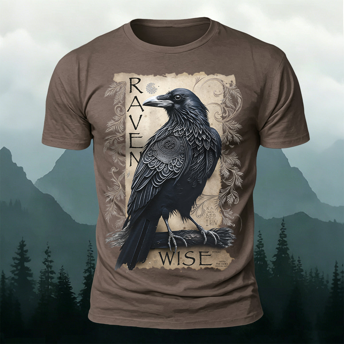 Retro Bird Print Casual Premium Cotton T-Shirt