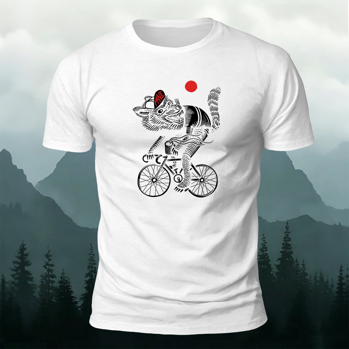 Wolf Riding Silhouette Print Casual Cotton T-Shirt