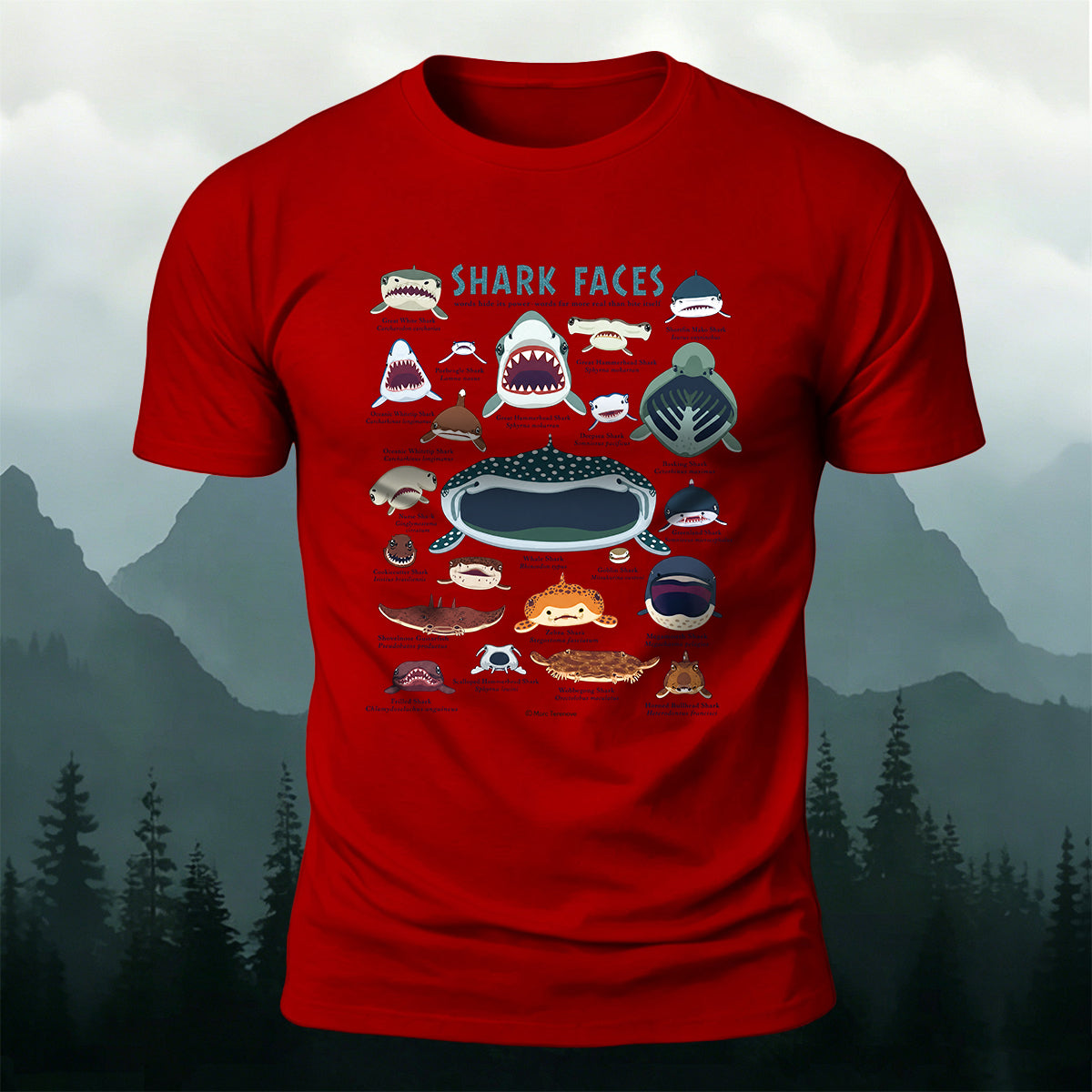 Marine Animal Cartoon Print Outdoor Casual Cotton T-Shirt