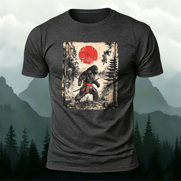 Cotton Retro Ape Ukiyo-e Print Crew Neck T-Shirt