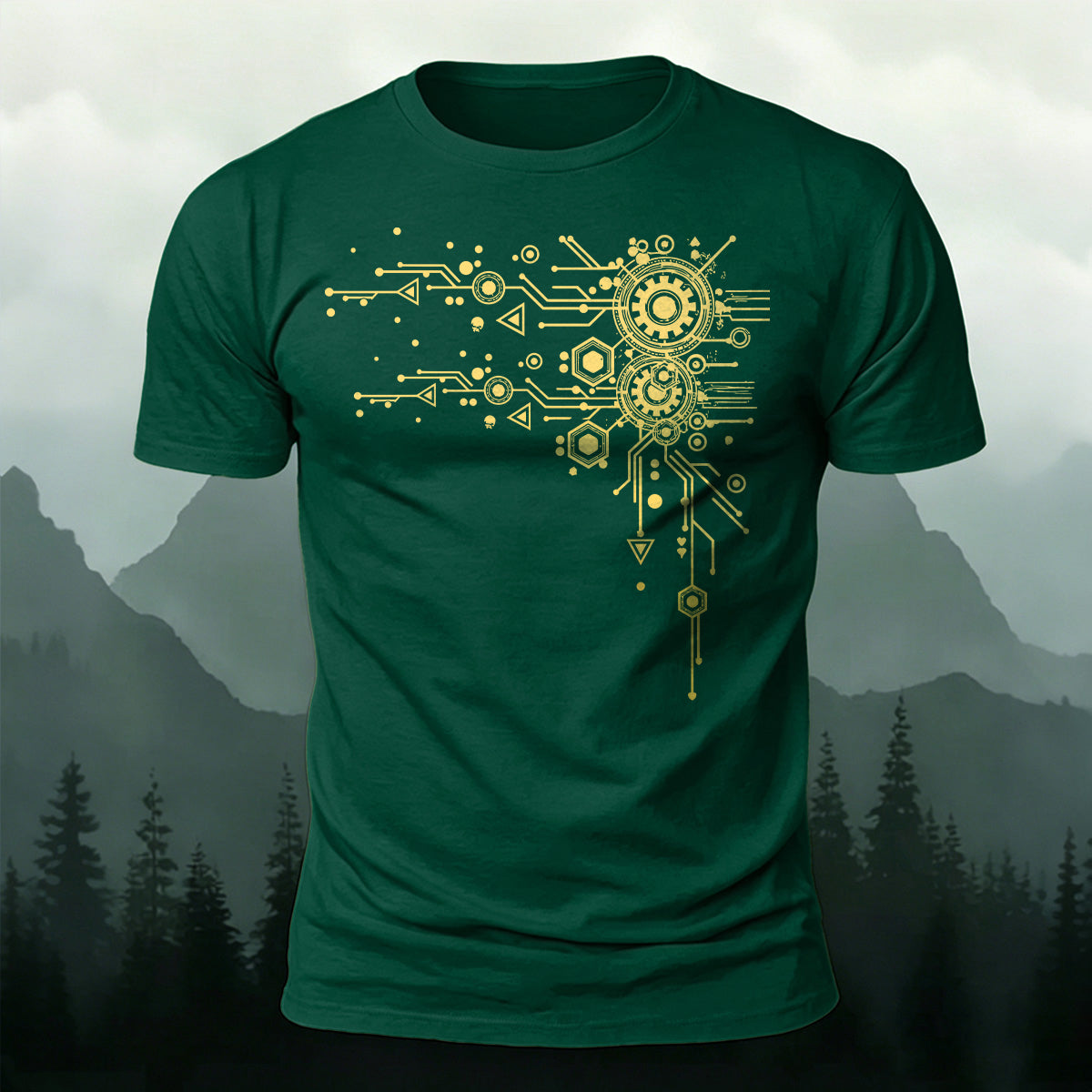 Creative Geometric Mechanical Premium Cotton T-Shirt DGE