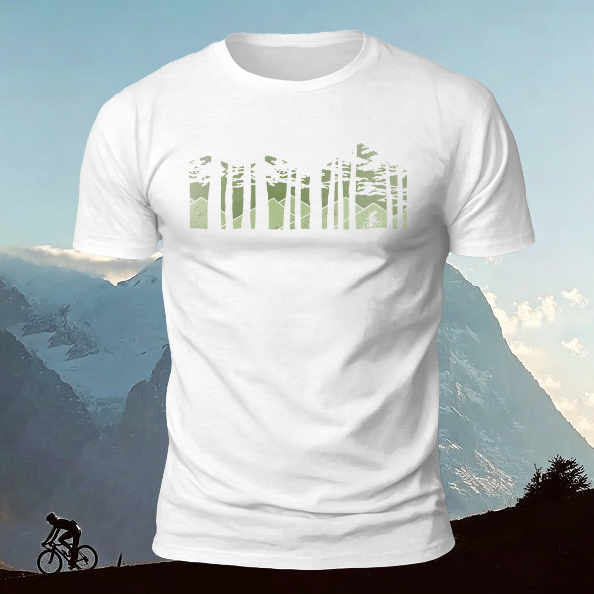 Forest Cycling Nature Casual Premium Cotton T-Shirt White