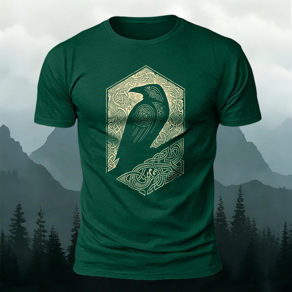 Bird Pattern Mountain-Style Comfortable Casual T-Shirt