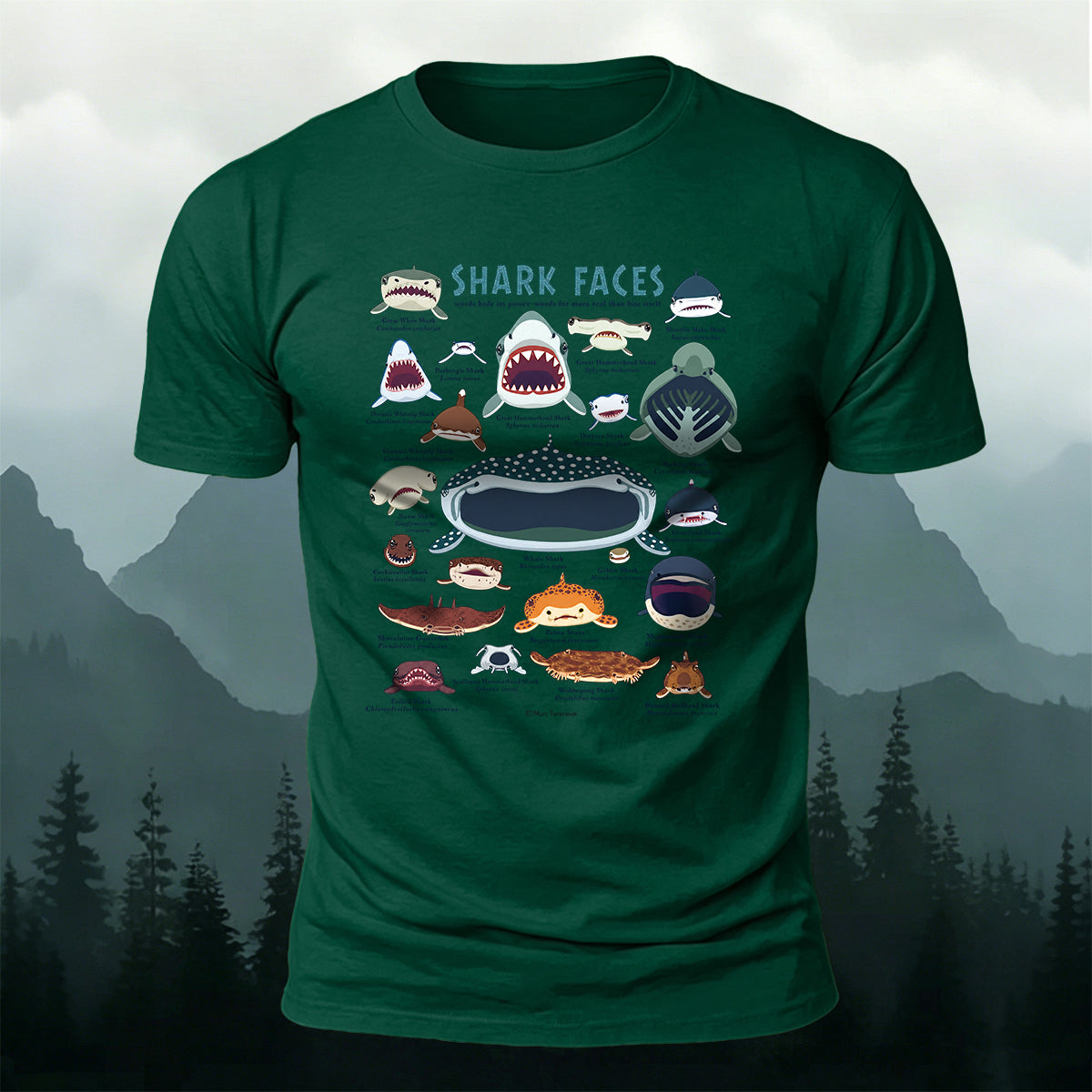 Marine Animal Cartoon Print Outdoor Casual Cotton T-Shirt
