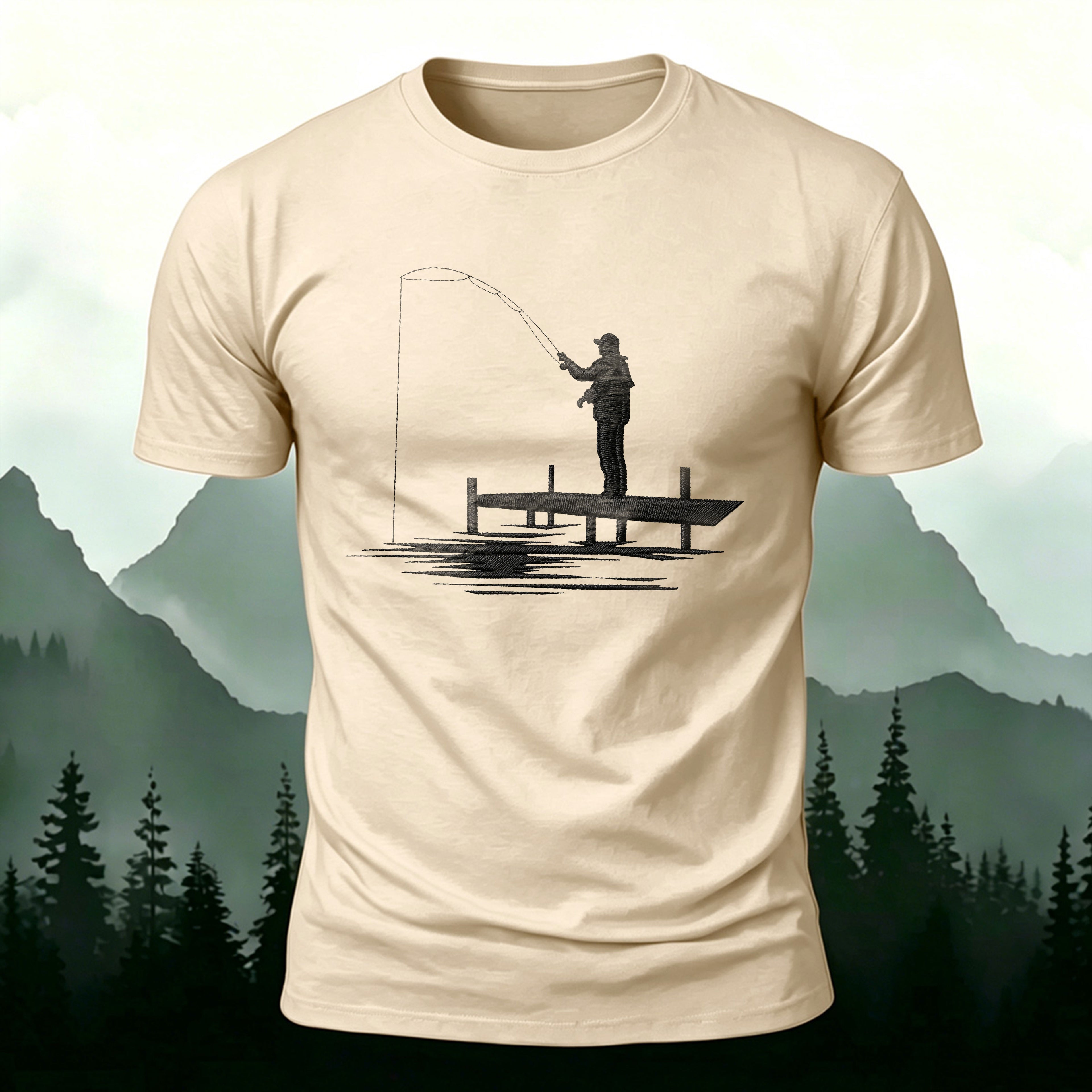 Fishing 3D UV Print Minimalist Premium Cotton Tee