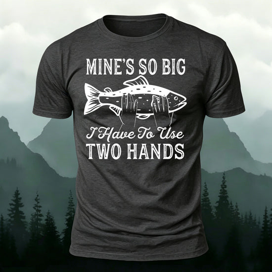 Big Fish in Hand Pattern  Daily Cotton T-shirt Dark grey