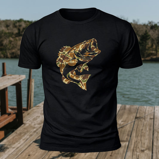 Premium Cotton Camo Fish Printed T-Shirt