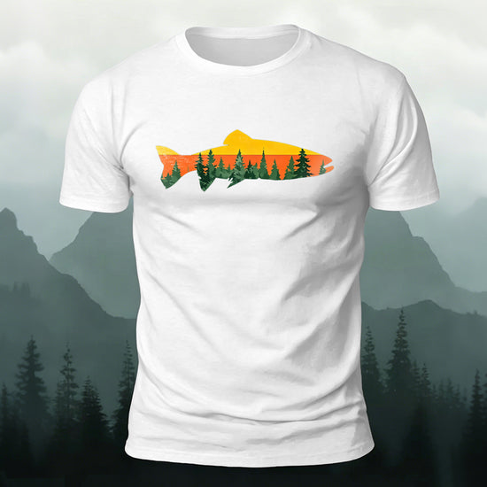 Fish Forest Printed 100% Cotton T-Shirt White