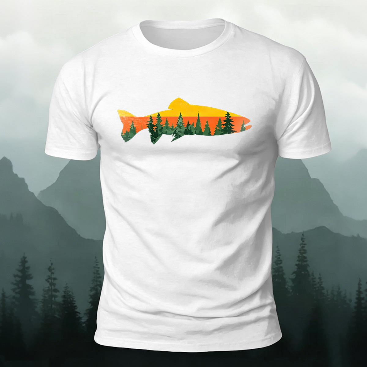 Fish Forest Printed 100% Cotton T-Shirt White