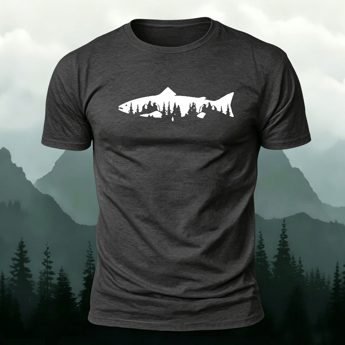 Fish Print Natural Casual Premium Cotton T-Shirt