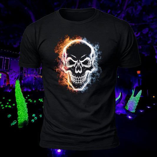 Premium Cotton Fire Skull Printed T-Shirt
