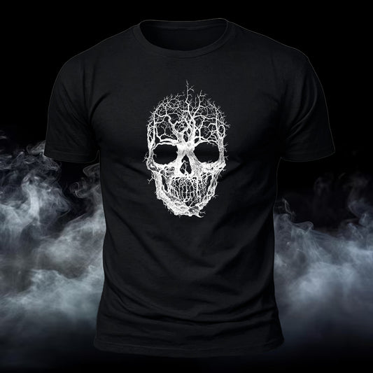 DTG Premium Cotton Skull Tree Printed T-Shirt
