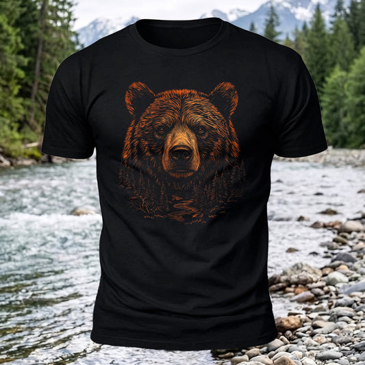 DTG Bear Forest Printed Short Sleeve T-Shirt