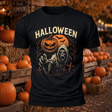 DTG Premium Cotton Halloween Grim Reaper Printed T-Shirt