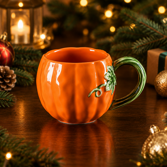 Festive 3D Pumpkin Ceramic Mug