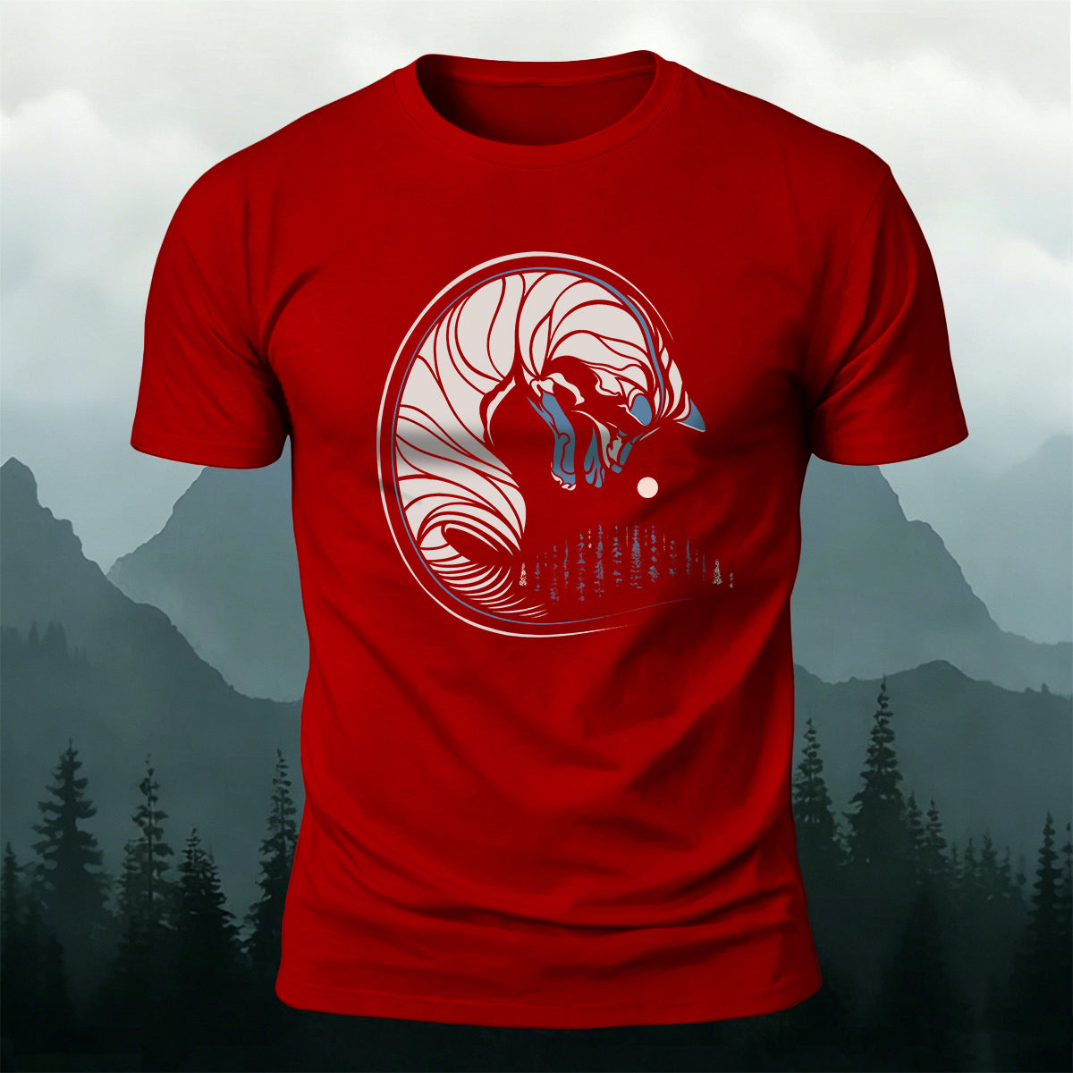 Fox Sketch Print Outdoor Comfort Cotton T-Shirt