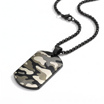 Stainless Steel Camo Dog Tag Necklace