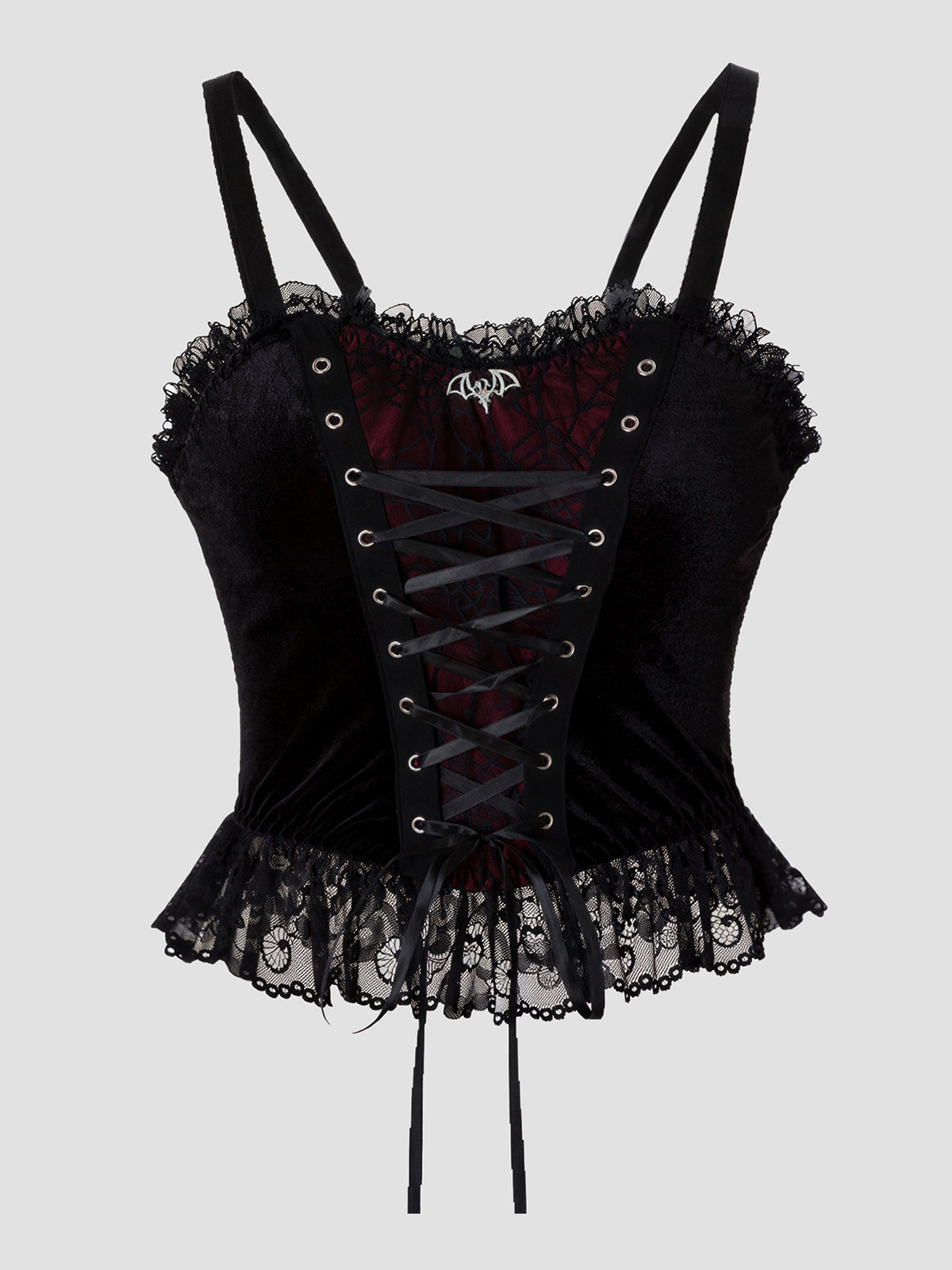 Dark Gothic Velvet Lace-Up Corset-Style Tank Top