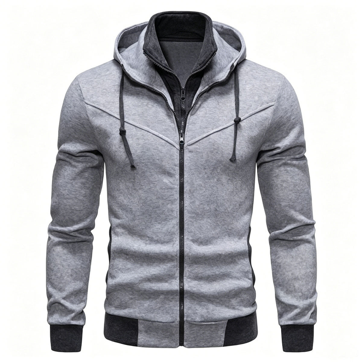 Double Zippers Casual Fleece-Lined Oversized Long-Sleeve Hooded Jacket