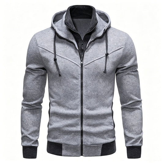 Double Zippers Casual Fleece-Lined Oversized Long-Sleeve Hooded Jacket