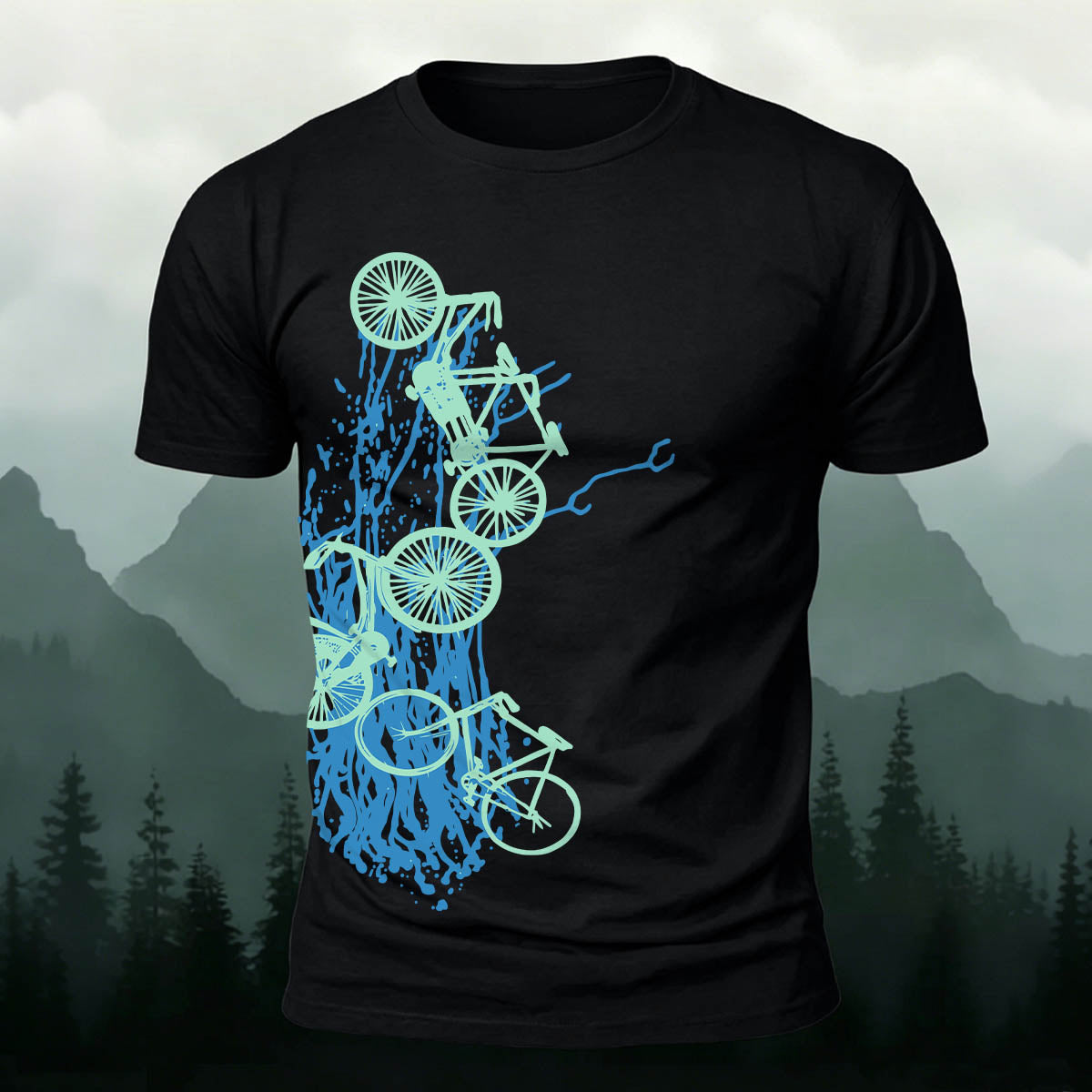 Artistic Bicycle Print Outdoor Casual Cotton T-Shirt