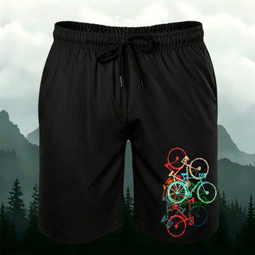 Colorful Bicycle Motifs Men's Casual Shorts