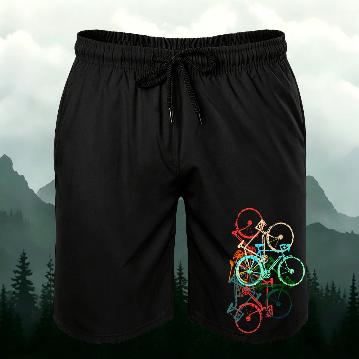 Colorful Bicycle Motifs Men's Casual Shorts