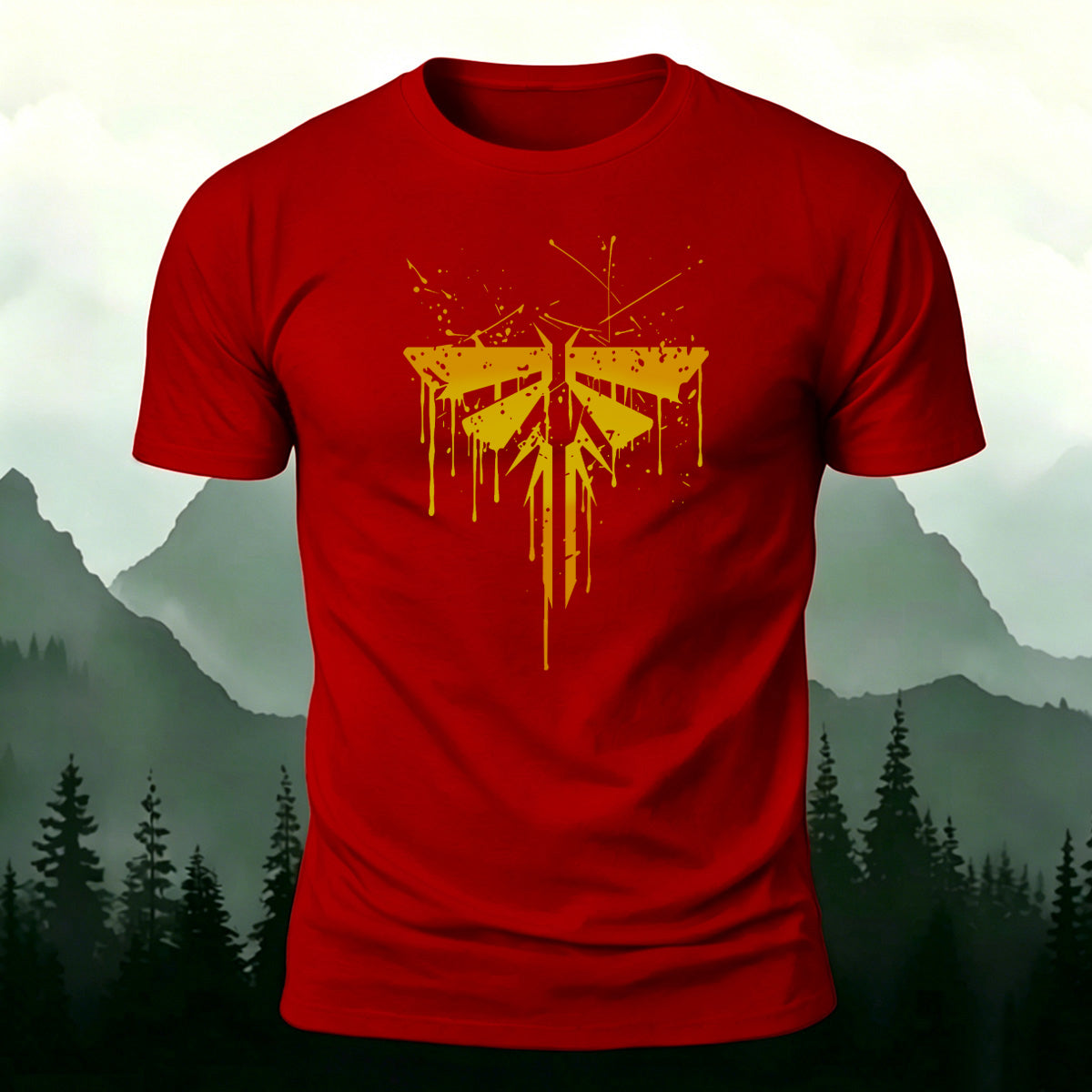 Patterned Fashion Casual Breathable Material T-Shirt Red