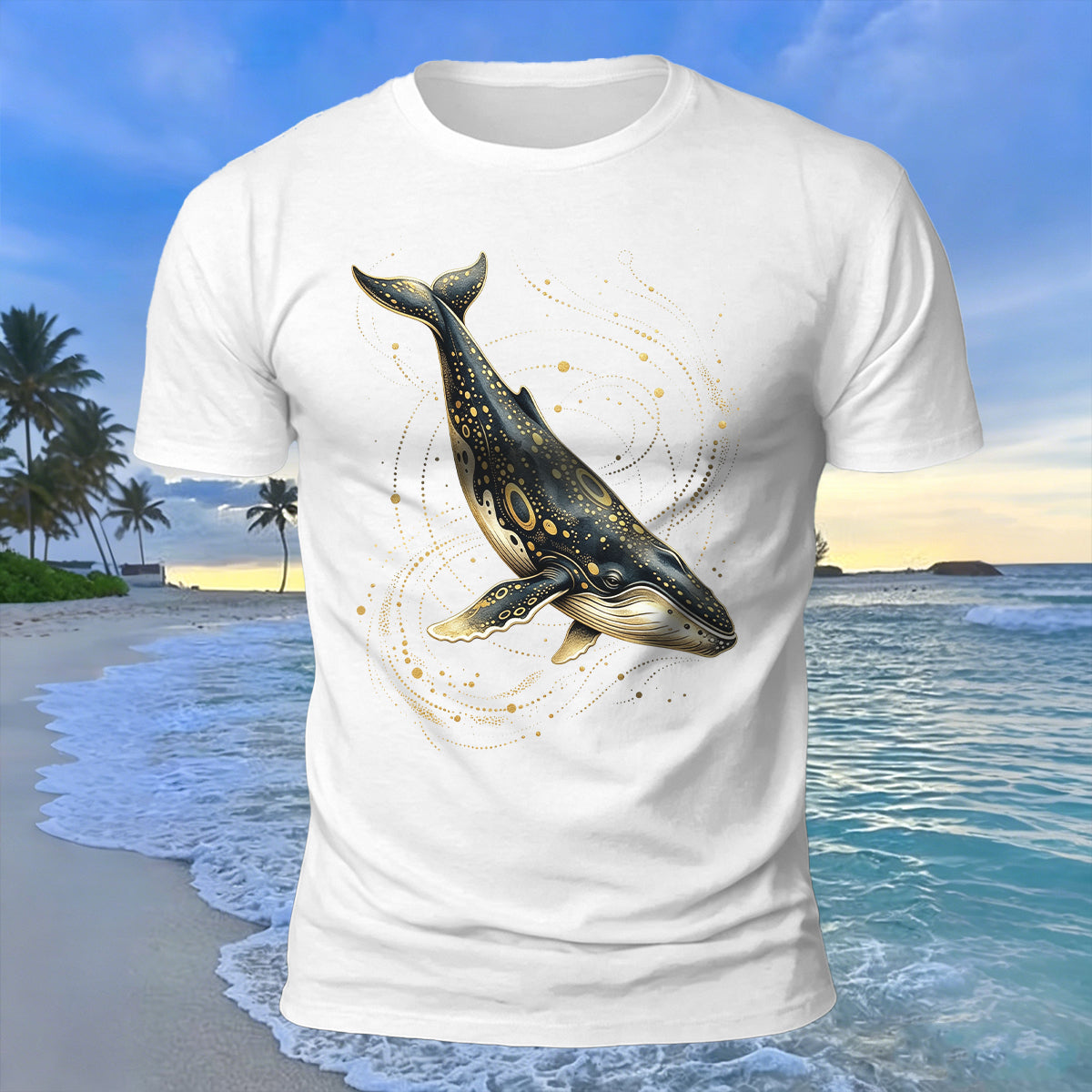 Creative Whale Art Print 100% Cotton Soft-Touch T-Shirt