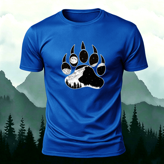 Animal Footprint Outdoor Casual Skin-friendly Tee Blue