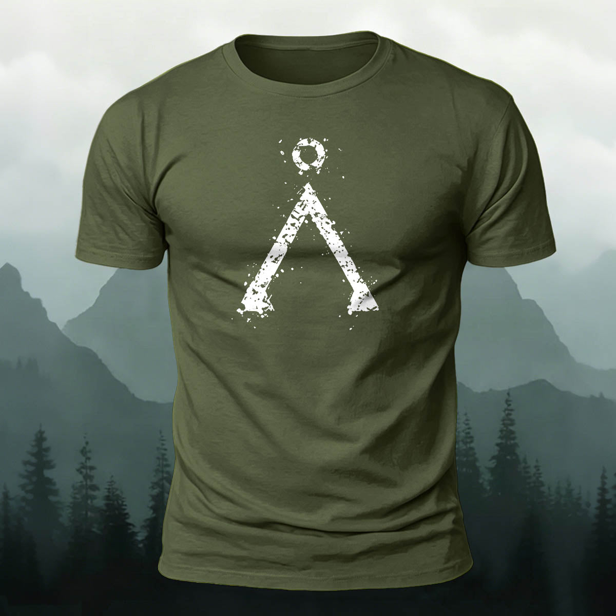 Triangle-Patterned Printed Casual Cotton T-Shirt