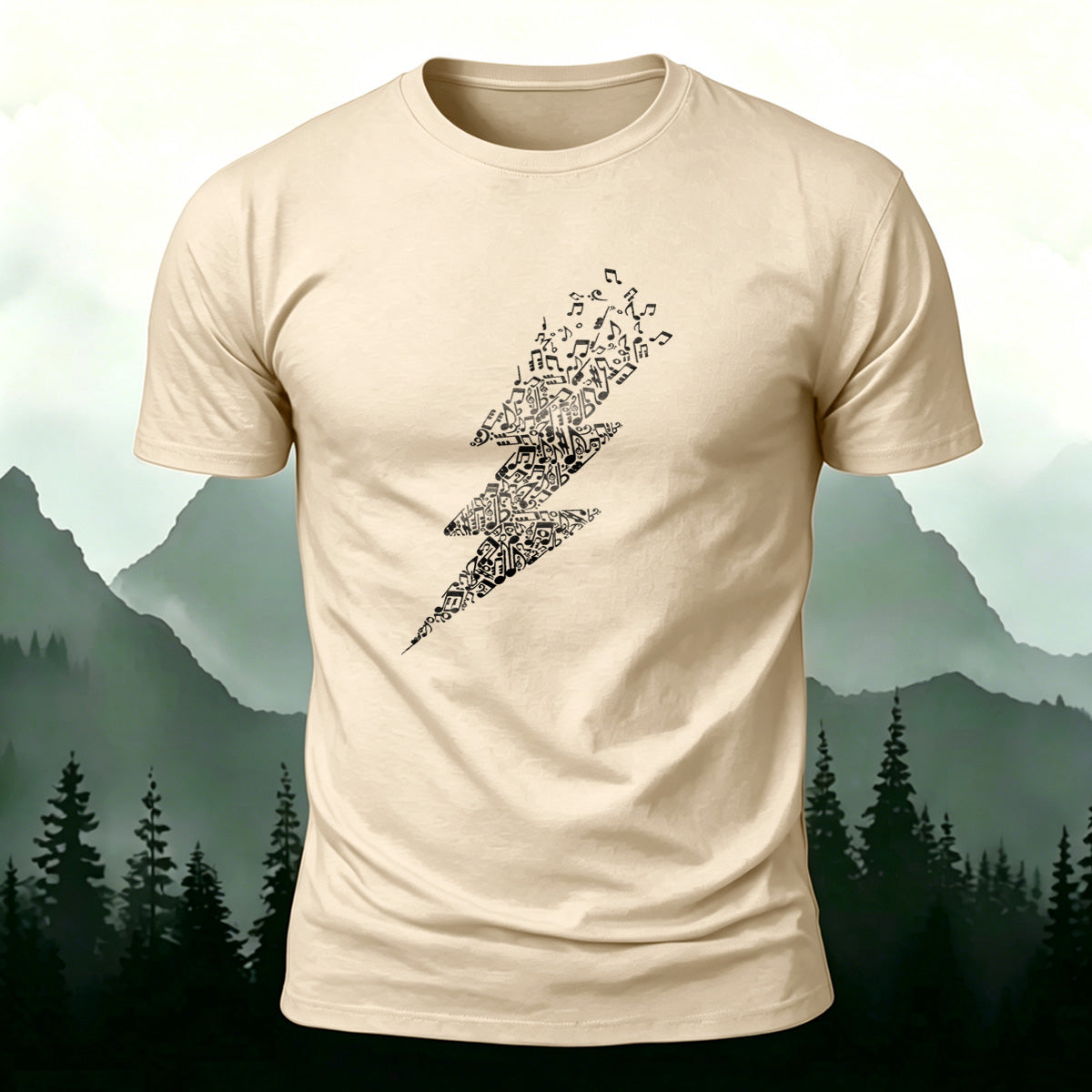 Music Lightning Pattern Fashionable Soft-touch Feel T-shirt