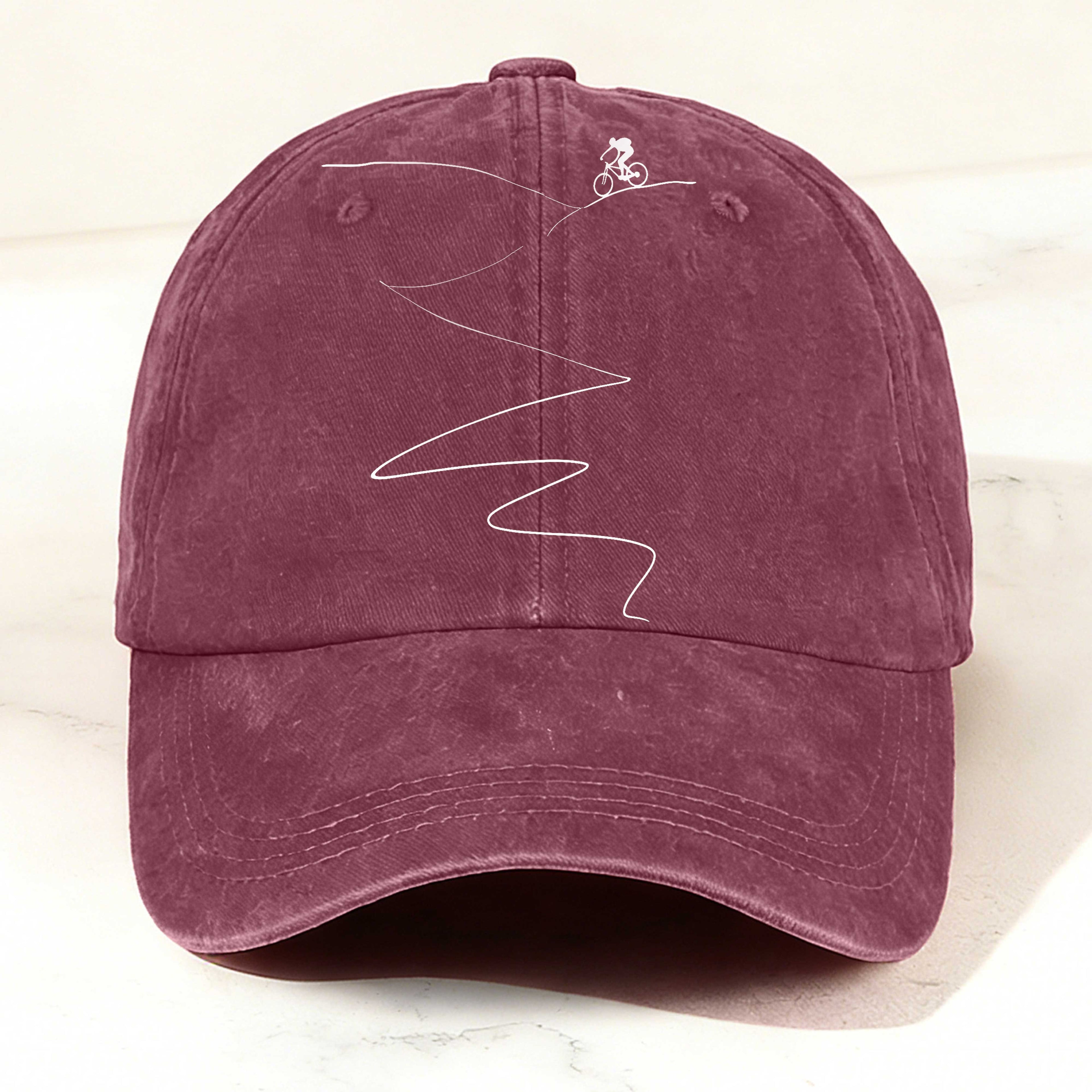 Minimalist Cycling Enthusiast Printed Washed Baseball Cap