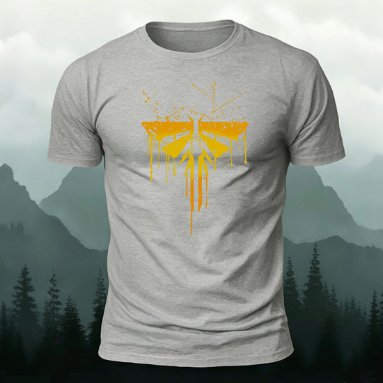 Patterned Fashion Casual Breathable Material T-Shirt Grey