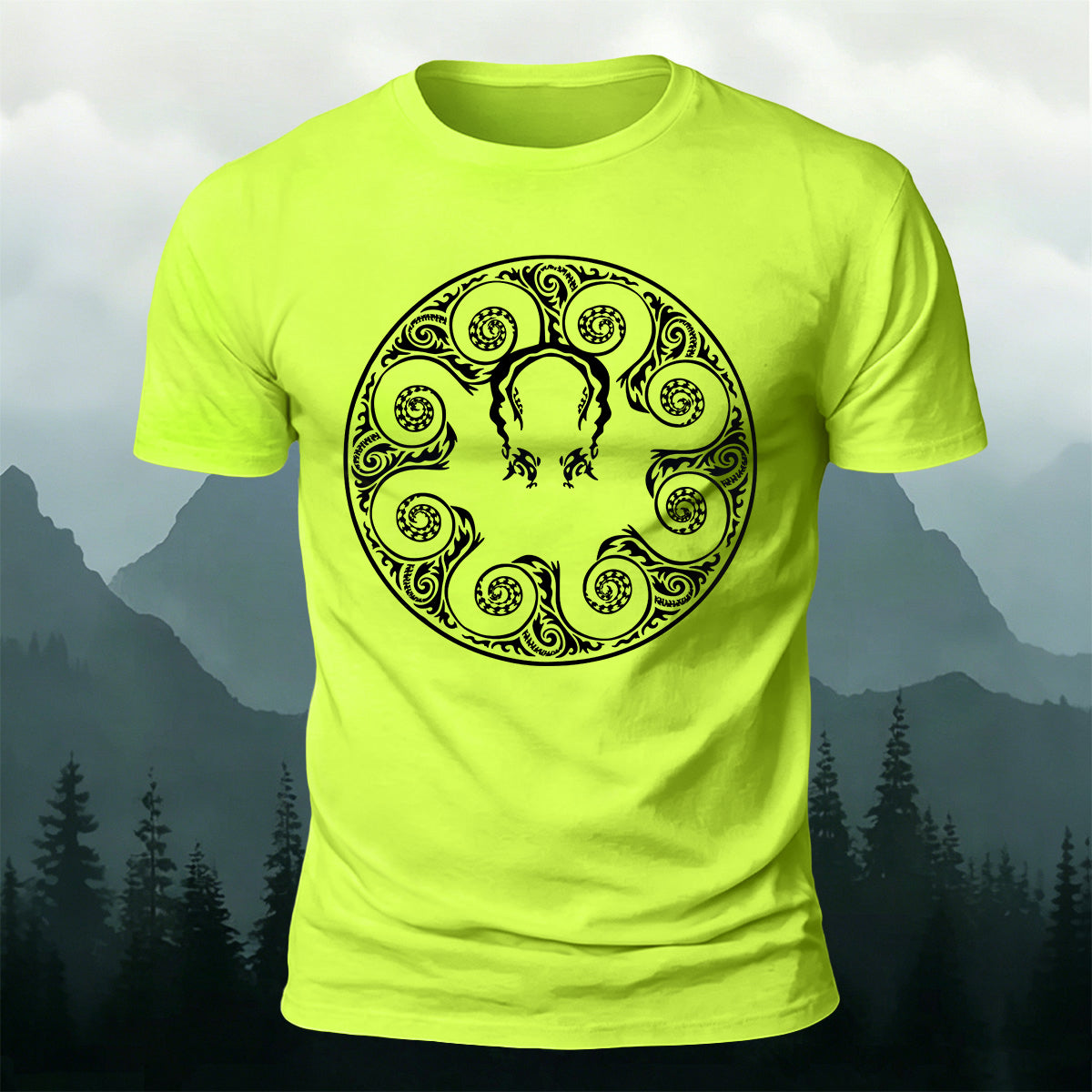Octopus Openwork Round-Neck Printed Outdoor Cotton T-Shirt