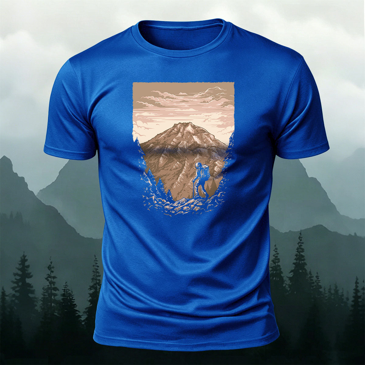 Mountaineer Art Print Casual Cotton T-Shirt