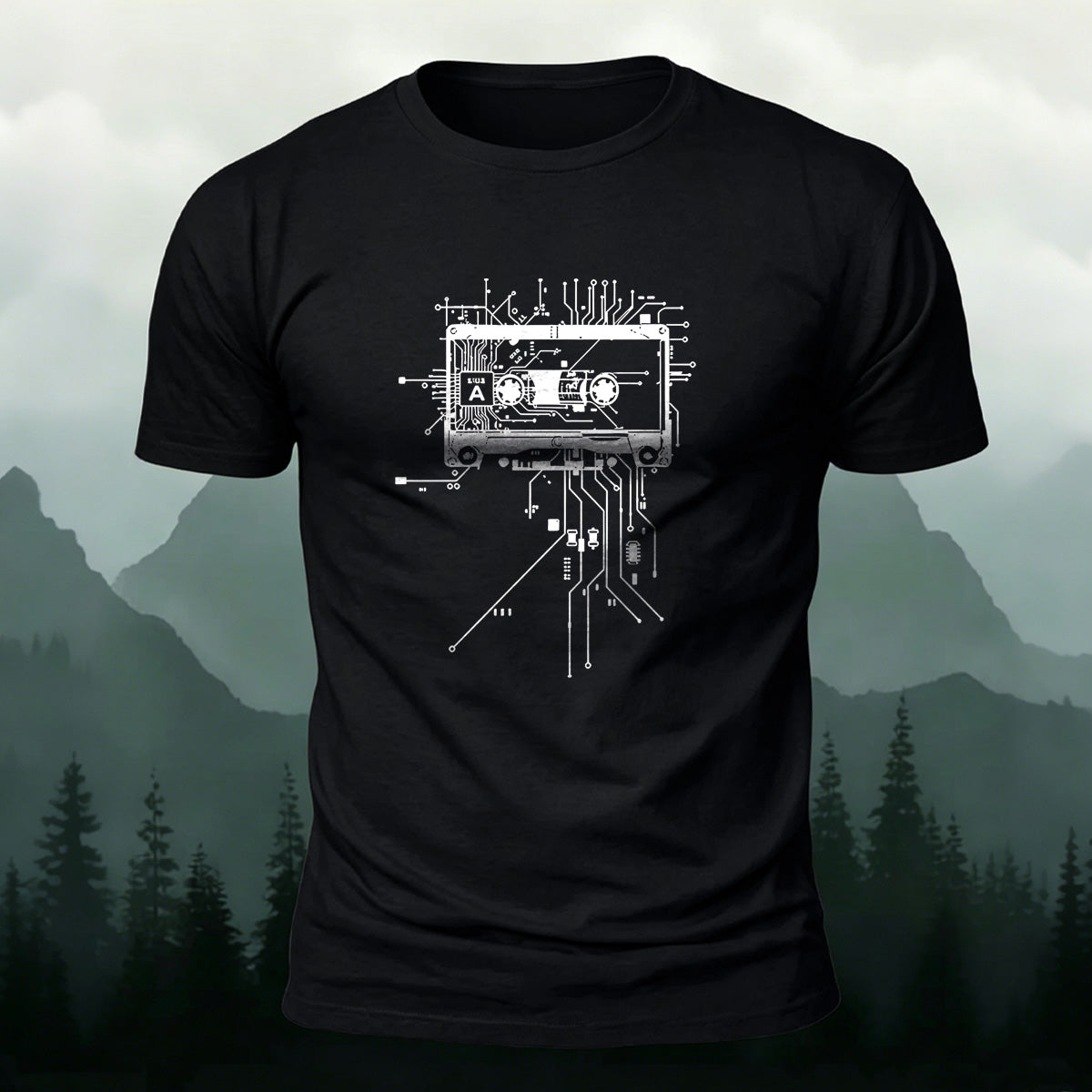 Minimalist Equipment Wiring Print Premium Cotton T-Shirt