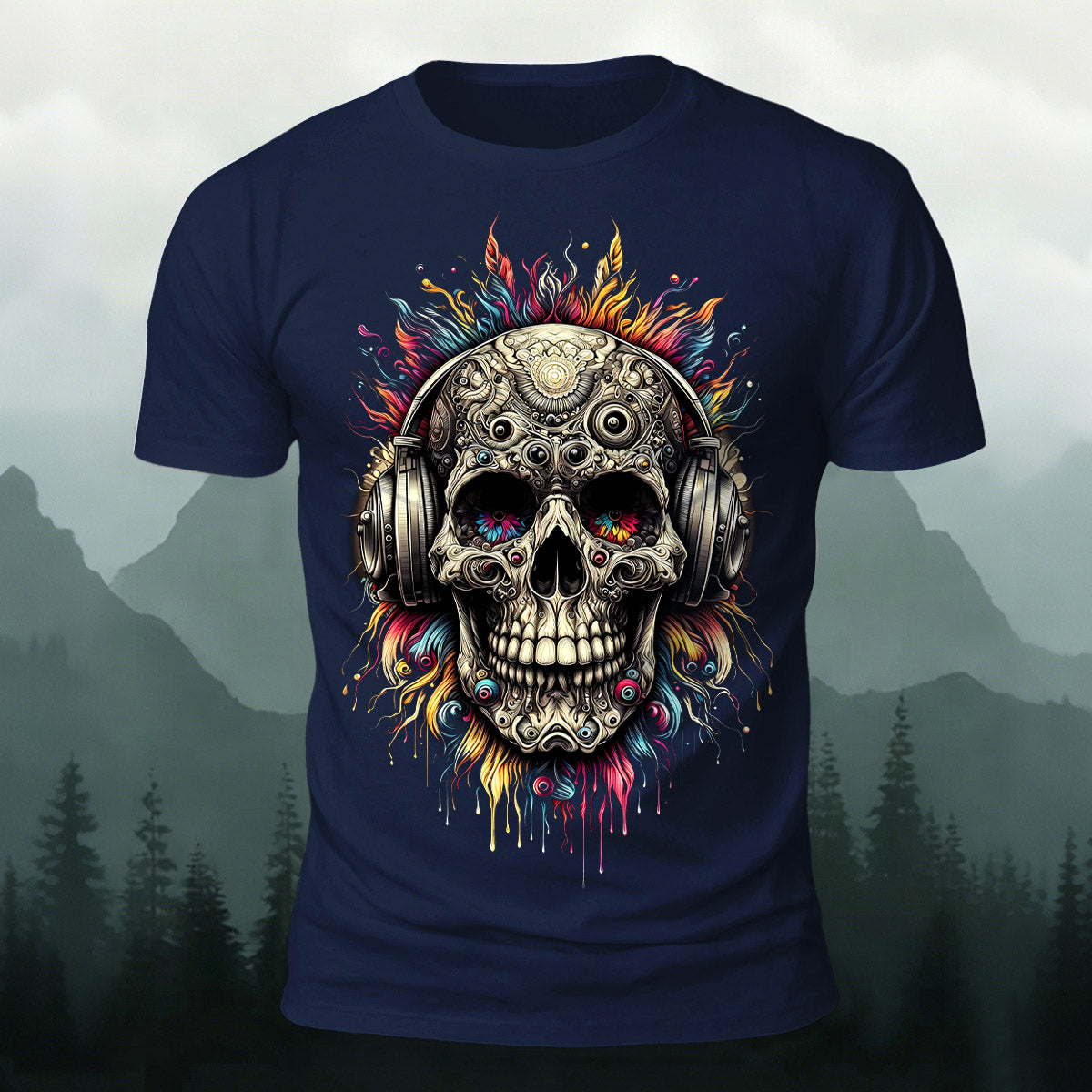 Music Skeleton Print Casual Skin-Friendly T-Shirt