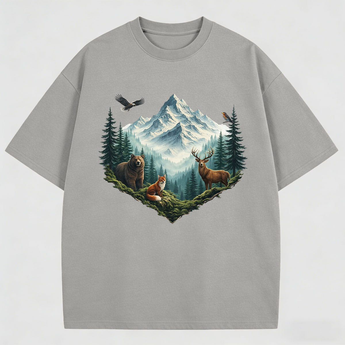 Artistic Landscape Print Men's Cotton Tee