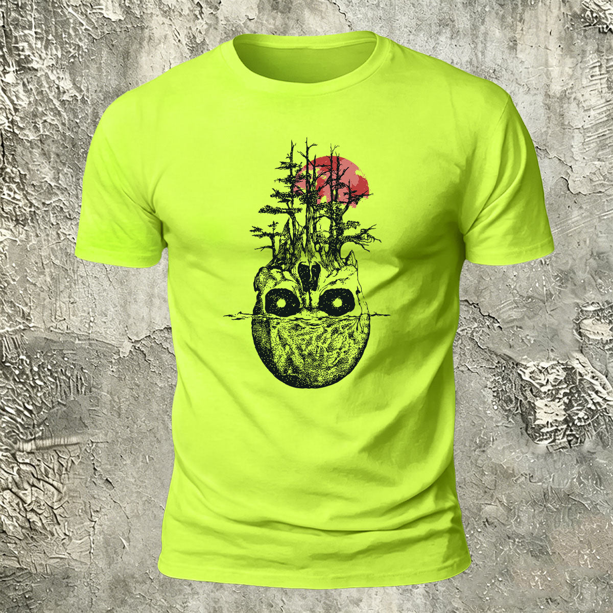 Withered Forest Skull Print Cotton Crew Neck T-Shirt NG