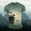 Forest Sunrise Art Print Casual Cotton T-Shirt