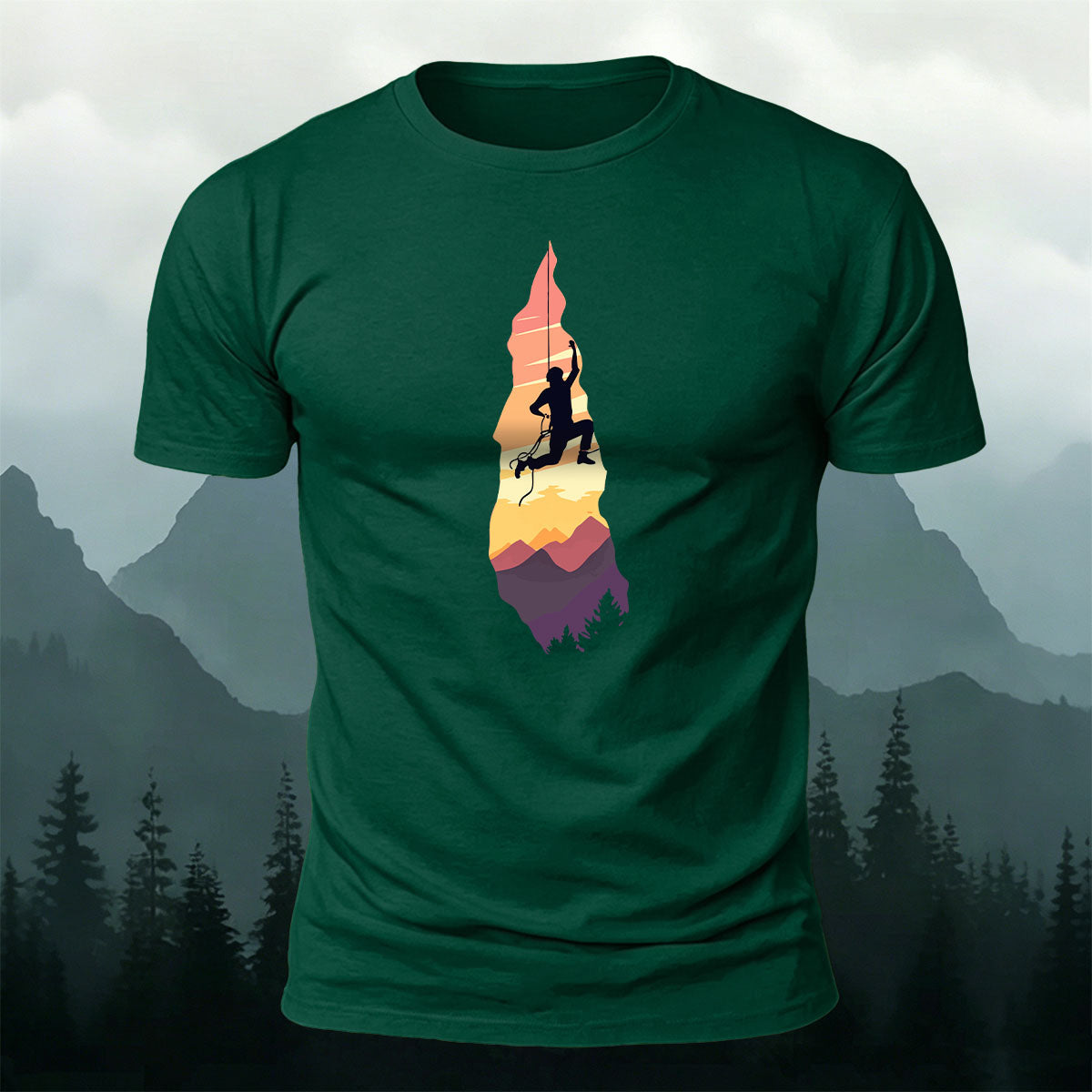 Outdoor Rock Climbing Art Print Casual Cotton T-Shirt
