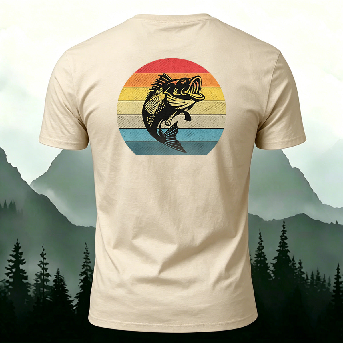 Fish Colorful Background Print Combed Cotton T-Shirt