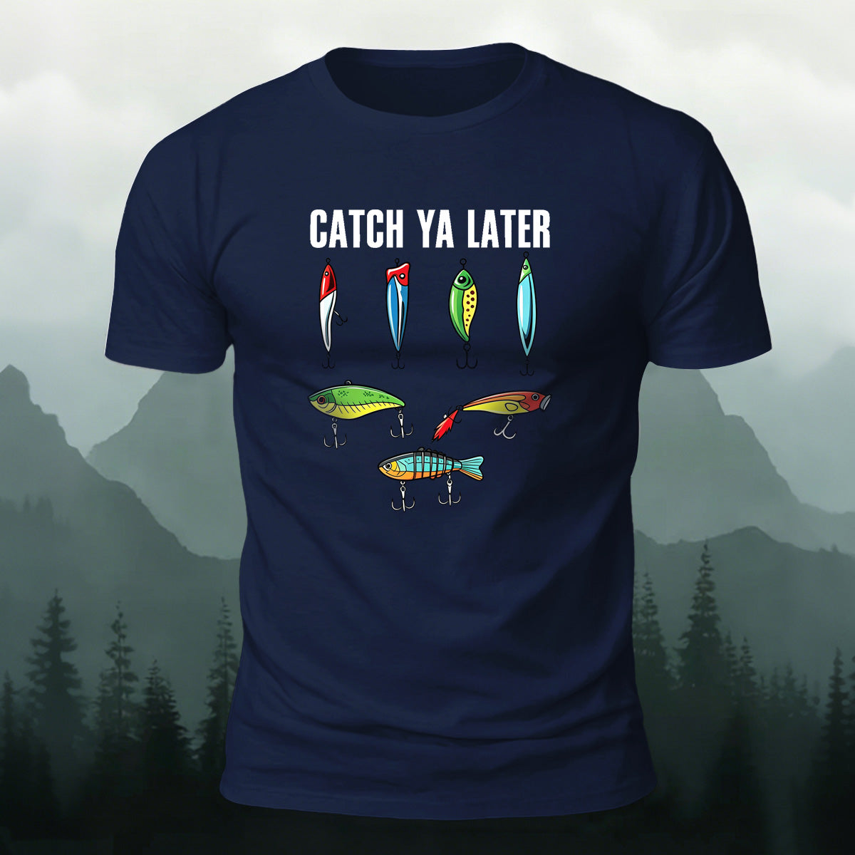 Cartoon Colorful Fish Pattern Simple Casual T-Shirt