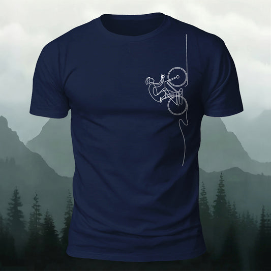 Cyclist Line Art Printed Short Sleeve T-Shirt
