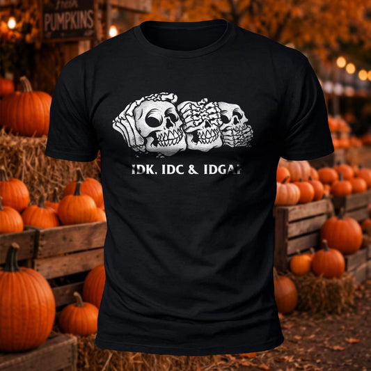 IDK IDC & IDGAF Printed Short Sleeve T-Shirt