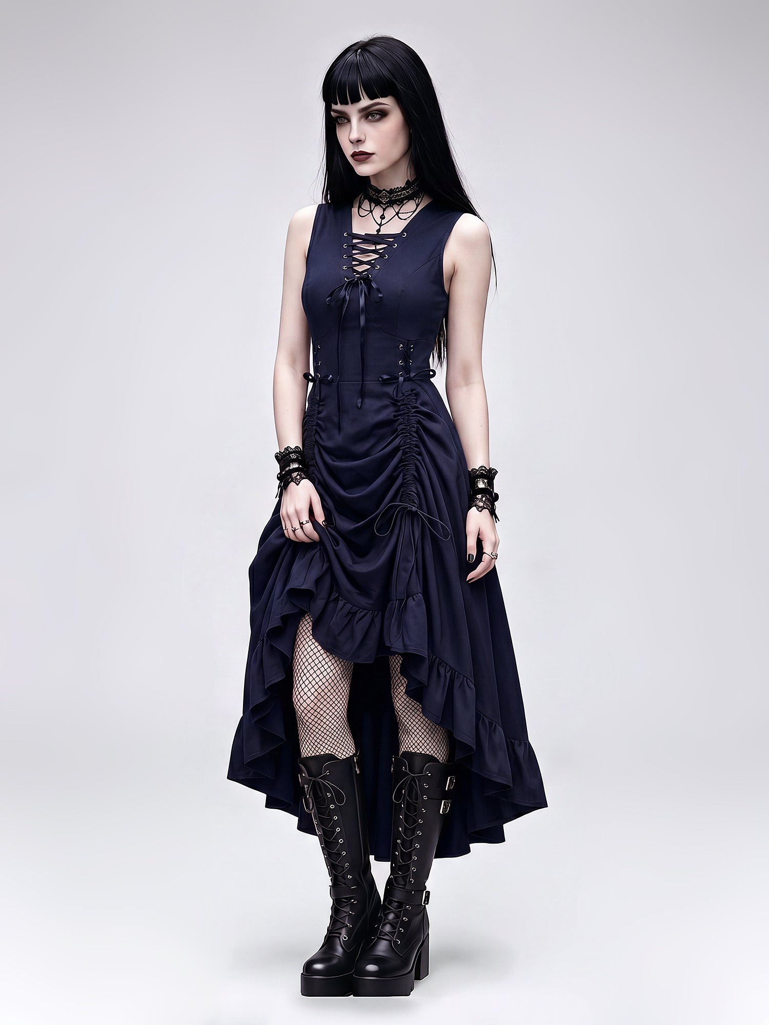 Vintage Layered High-Waisted Dress